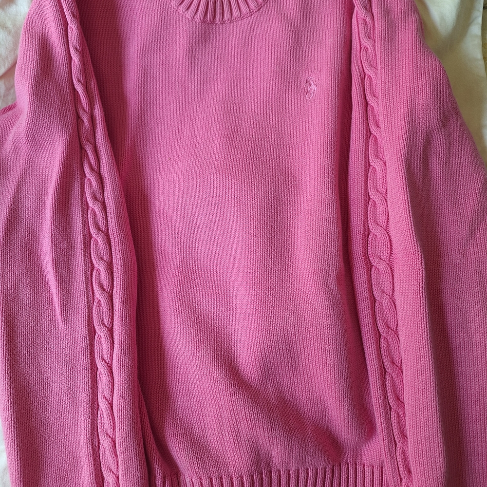 Ralph Lauren Vibrant Pink Cable Knit Sweater